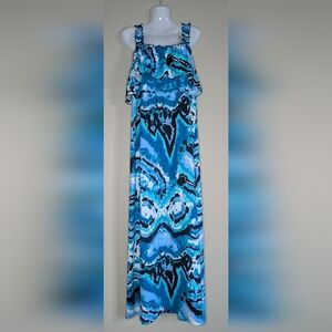 Blue Printed Maxi Dress
